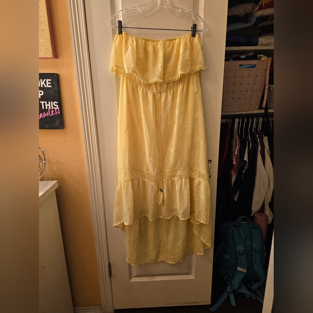 Flying tomato strapless high low dress sz M yellow